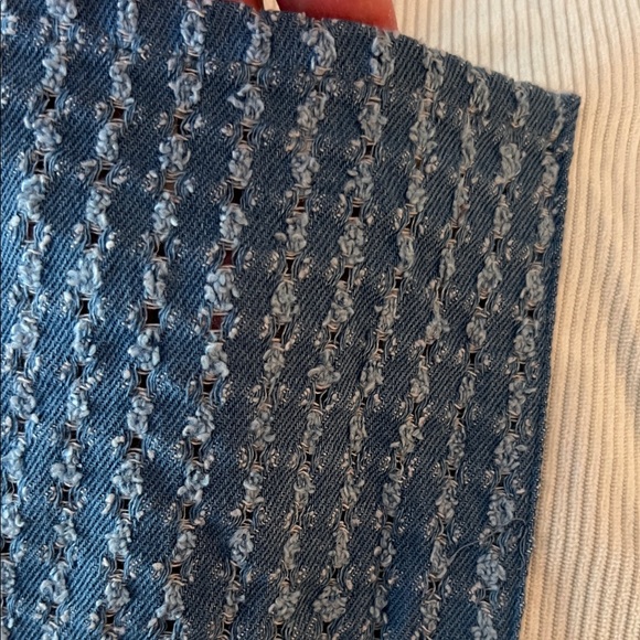 NWT Andthewhy denim Blue/Cream cordoroy colorblock Button-Down Shirt - Picture 10 of 10